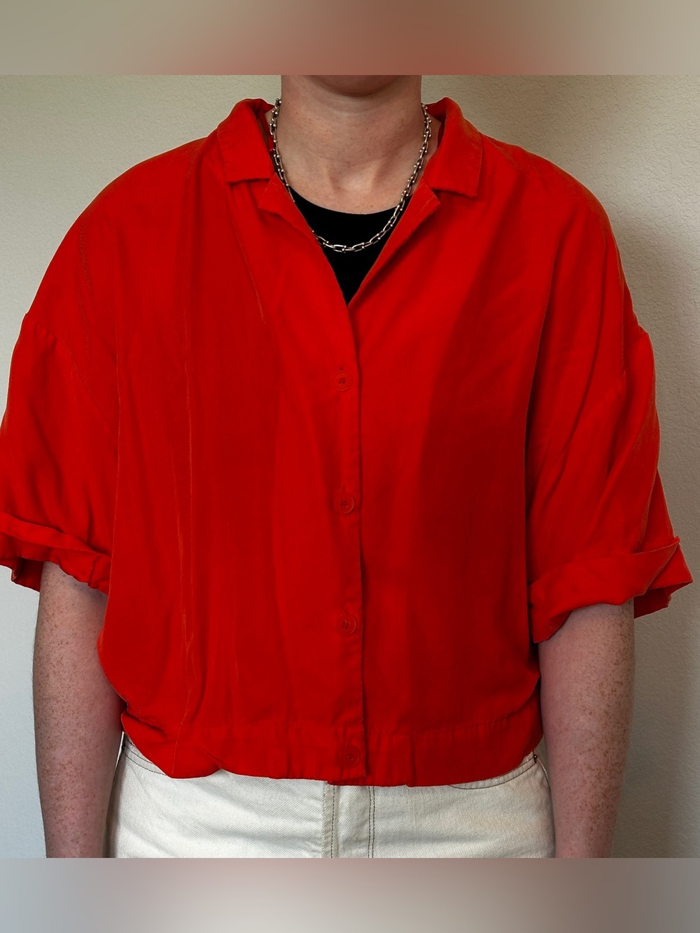 Orange Zara button up top